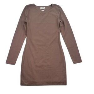 Babaton (Aritzia) Long Sleeve Bodycon Dress Taupe Brown Size M NWOT